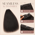 Kinky straight clip-in hair extensions pieces combo for 14 to 24 inch lengths with 9pcs and 7pcs weft sets