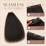 Kinky straight clip-in hair extensions pieces combo for 14 to 24 inch lengths with 9pcs and 7pcs weft sets
