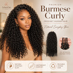 Natural everyday glam look with Burmese curly crochet human hair and product bundle
