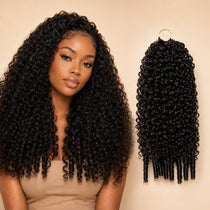 Premium Burmese curly crochet human hair product cover with model and bundle