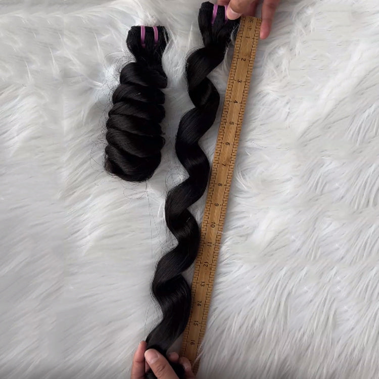 (3Bundles+5X5 HD Closure) Virgin Loose Wave Hair Bundles Double Drawn