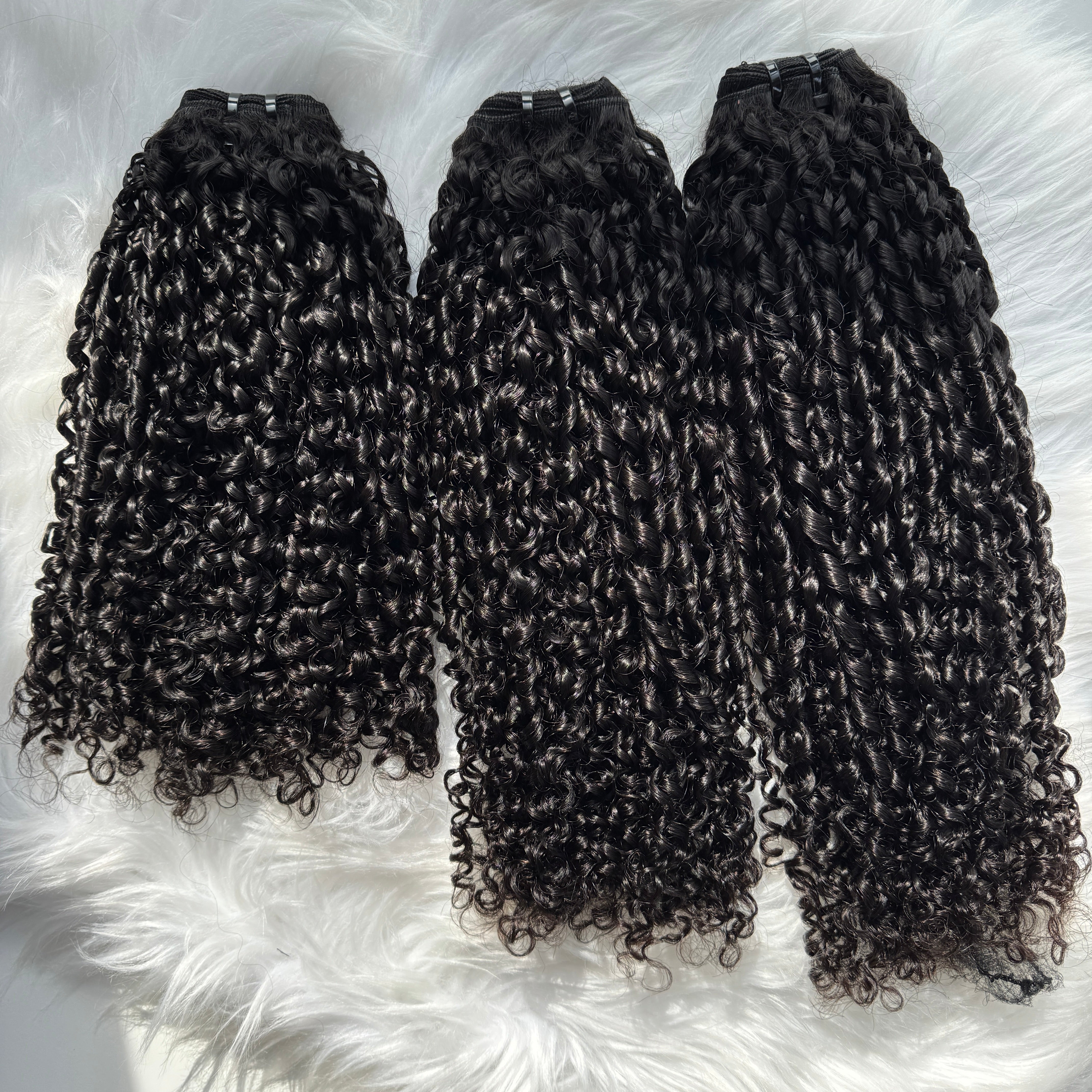 (3Bundles+5X5 HD Closure) Virgin Pixie Curly Hair Bundles Double Drawn