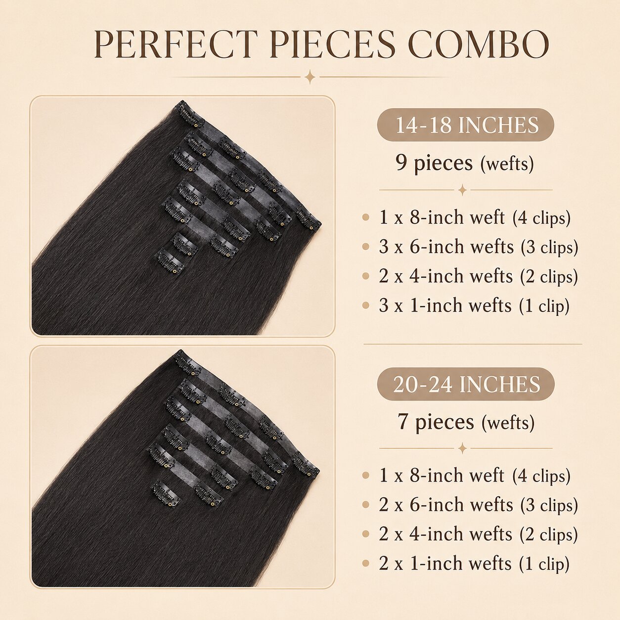 Seamless and invisible kinky straight clip-in extensions with ultra-thin PU weft and secure non-slip clips