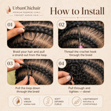 Step-by-step installation guide for UrbanChichair Burmese curly crochet human hair