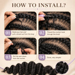 Step-by-step installation guide for pre-separated loose deep crochet human hair with crochet braid application process.