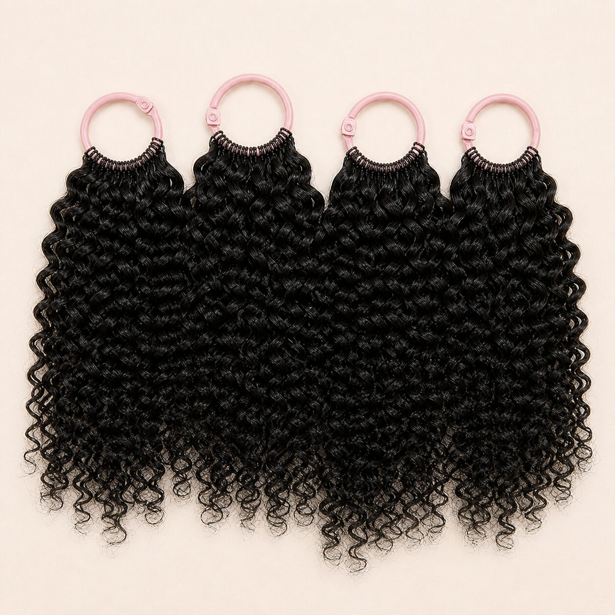 Stylist installing a fine pre-looped Spanish Curl crochet strand into a cornrow with a latch hook

