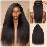 Two clip versions for kinky straight clip-in human hair extensions with original and teardrop shape clips