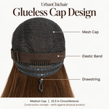 UrbanChichair 13x4 glueless lace front wig cap construction with mesh cap elastic band and adjustable drawstring