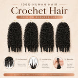 UrbanChichair Burmese curly crochet human hair bundles with pre-separated invisible string design