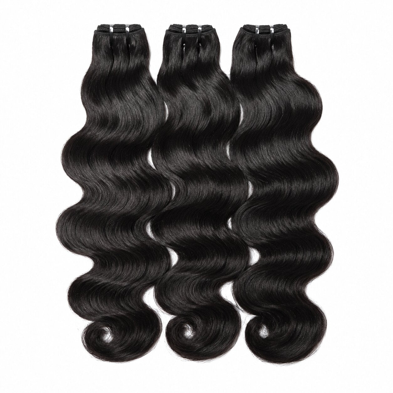 UrbanChichair Cambodian wavy virgin human hair bundles double drawn with soft glossy waves on white background