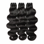 UrbanChichair Cambodian wavy virgin human hair bundles double drawn with soft glossy waves on white background