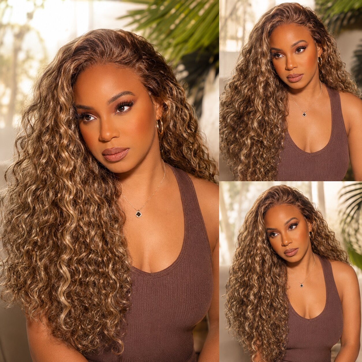 UrbanChichair Highlight 4/27 Burmese Curly crochet human hair product features with invisible string design