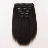 UrbanChichair Natural Black Yaki Straight Clip-In Human Hair Extensions with secure clips and full-length 135g hair wefts