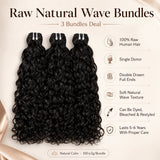 UrbanChichair Raw Natural Wave Bundles Double Drawn 3 bundles deal featuring 100% raw human hair, single donor hair, full ends and natural wave texture