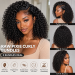 UrbanChichair Raw Pixie Curly Bundles Double Drawn human hair extensions with soft defined curls and natural volume