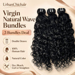 UrbanChichair Virgin Natural Wave Bundles 3 bundles deal featuring double drawn human hair, natural color, and versatile styling.