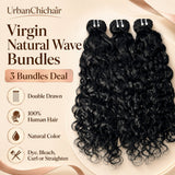 UrbanChichair Virgin Natural Wave Bundles 3 bundles deal featuring double drawn human hair, natural color, and versatile styling.