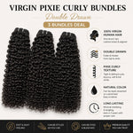 UrbanChichair Virgin Pixie Curly Bundles Double Drawn 3 bundles deal product feature image with soft silky curls and premium human hair benefits.