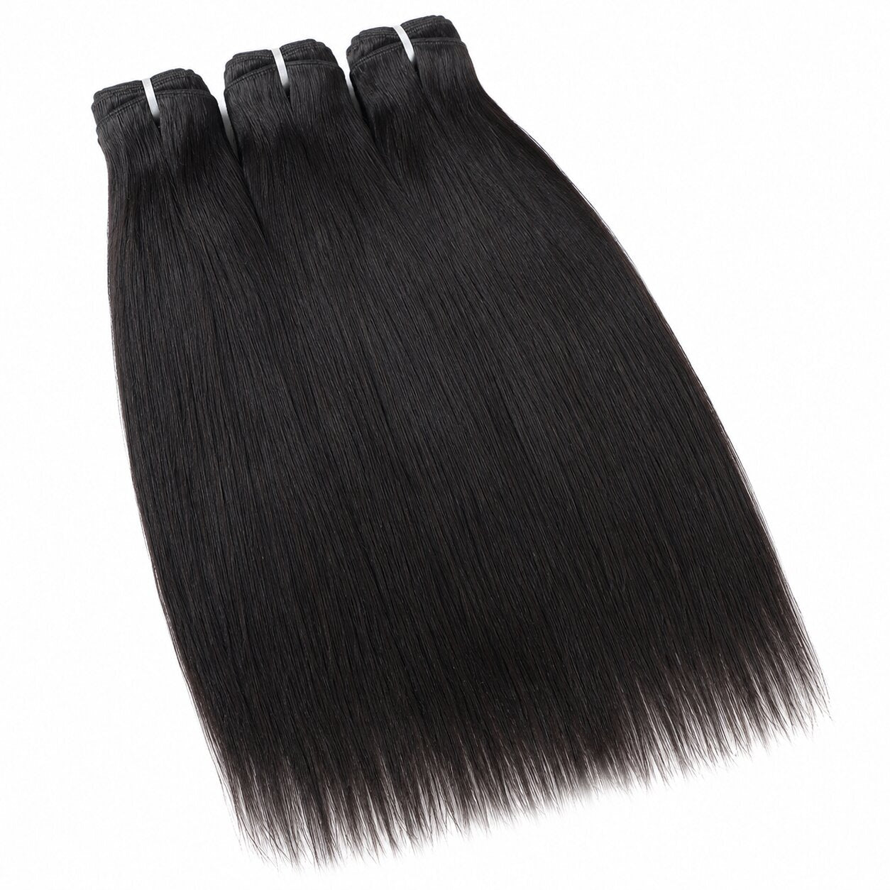 UrbanChichair Virgin Yaki Straight Bundles Double Drawn 3 bundles deal with natural texture and full ends.