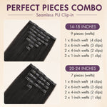 UrbanChichair Yaki Straight Clip-In Extensions perfect pieces combo showing 14 to 24 inch weft and clip layout options