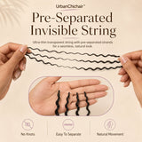 UrbanChichair crochet hair installation guide showing step-by-step process for installing pre-separated feather crochet human hair.