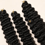 UrbanChichair crochet human hair packing and choice guide, featuring four natural black water wave bundles and strand details.