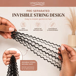UrbanChichair kinky curly crochet human hair close-up feature layout highlighting pre-separated strands, soft bouncy curls, defined curly ends, and reusable lightweight texture for natural boho braids