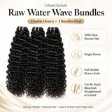 UrbanChichair raw water wave bundles double drawn 3 bundles deal featuring single donor raw human hair, fuller ends, and versatile styling