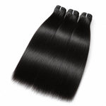 UrbanChichair straight virgin human hair bundles double drawn in natural black color on white background