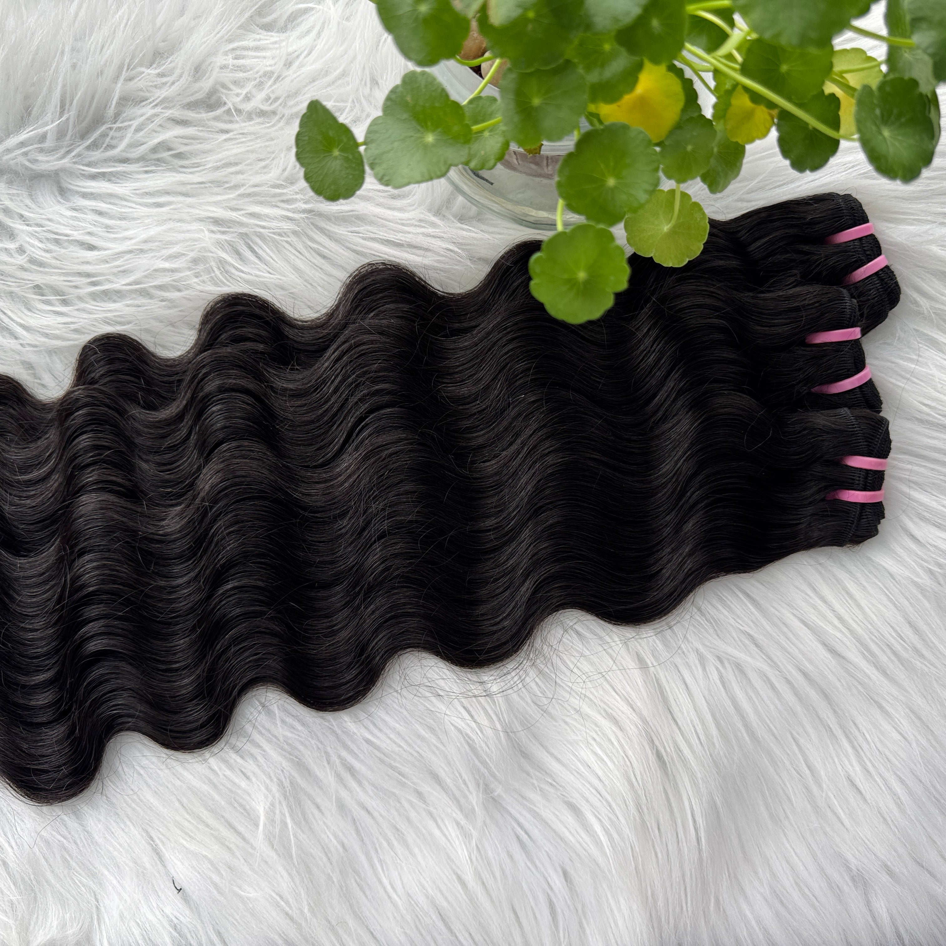 (3Bundles+5X5 HD Closure) Virgin Cambodian Wave Bundles Double Drawn