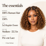 Wig details: 100% human hair, 150% density, 5x5 regular lace closure, pre-cut lace and a medium 22.5-inch cap.