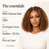 Wig details: 100% human hair, 150% density, 5x5 regular lace closure, pre-cut lace and a medium 22.5-inch cap.