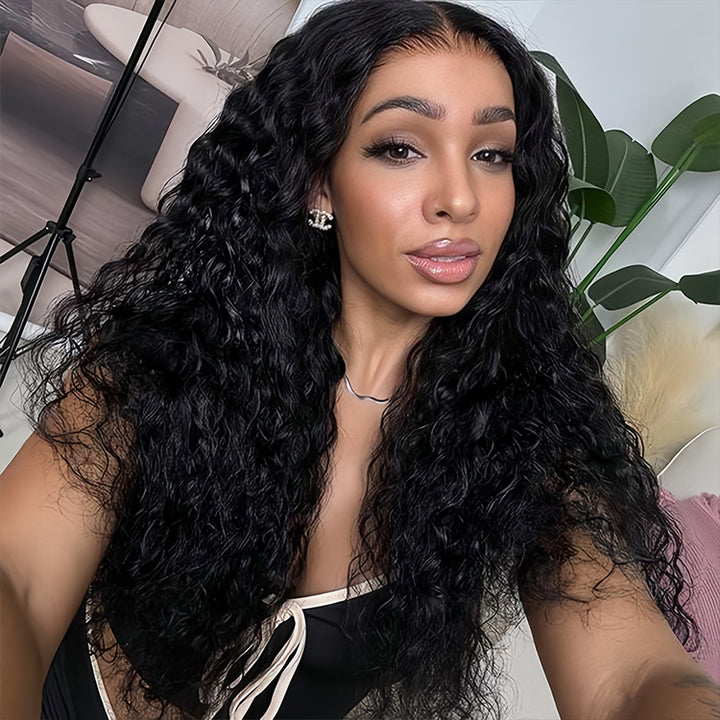 jet black color Virgin Human hair13X6 Transparent Lace Frontal Glueless wigs - URBAN CHIC HAIR