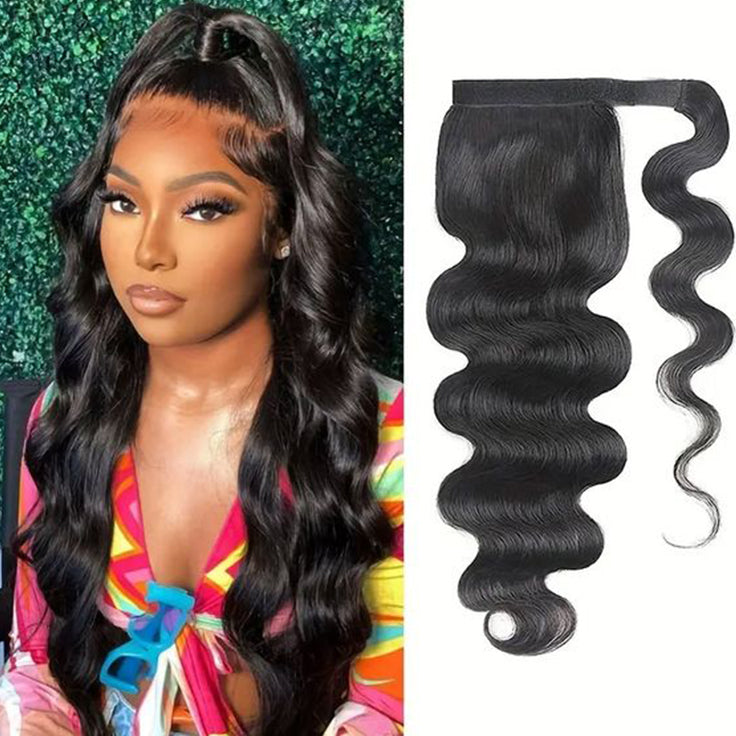 body wave Velcro Ponytail Hair Extensions Human Hair