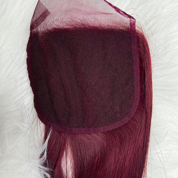 Limited Time Sale burgundy straight 5X5 transpatent lace closure 20inch