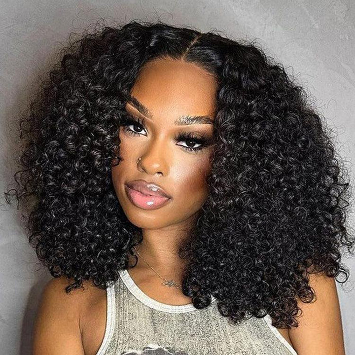 Natural Color curly Bob Virgin Human hair 6x6 HD Lace Full Frontal Wig - URBAN CHIC HAIR