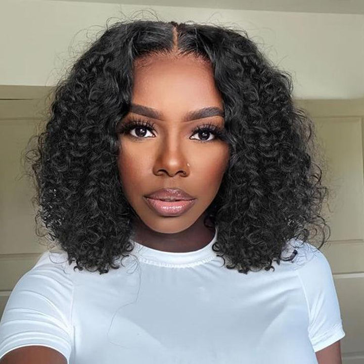 Natural Color curly Bob Virgin Human hair 13x6 HD Lace Full Frontal Wig - URBAN CHIC HAIR