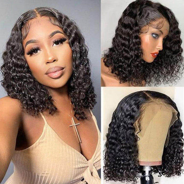 Natural Color curly Bob Virgin Human hair 6x6 HD Lace Full Frontal Wig - URBAN CHIC HAIR