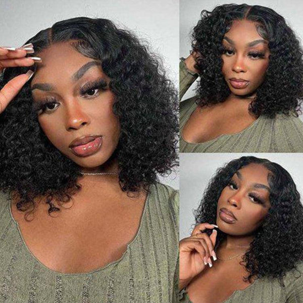 Natural Color curly Bob Virgin Human hair 13x6 HD Lace Full Frontal Wig - URBAN CHIC HAIR