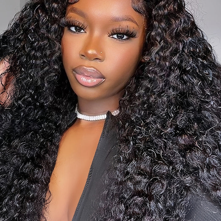 Deep curly Virgin Human hair 13x4 Transparent Lace Full Frontal glueless Wigs - URBAN CHIC HAIR