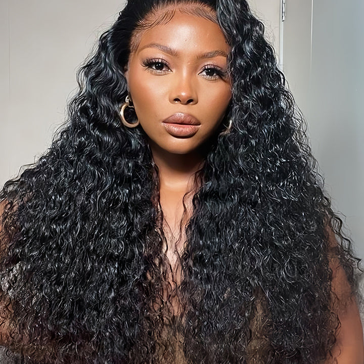 Deep curly Virgin Human hair 13x6 Transparent Lace Full Frontal glueless Wigs - URBAN CHIC HAIR