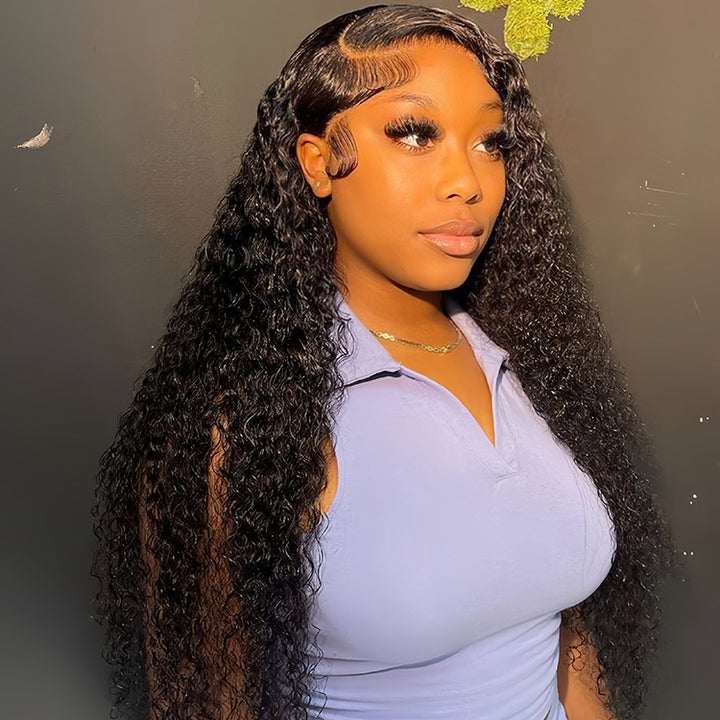 Deep curly Virgin Human hair 13x6 Transparent Lace Full Frontal glueless Wigs - URBAN CHIC HAIR