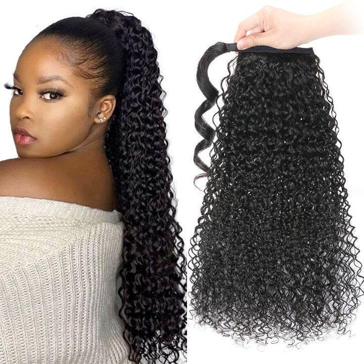 deep curly Velcro Ponytail Hair Extensions - URBAN CHIC HAIR