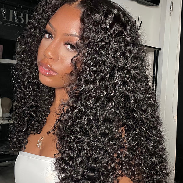 Deep curly Virgin Human hair 5x5 Transparent Lace Closure glueless Wigs - URBAN CHIC HAIR