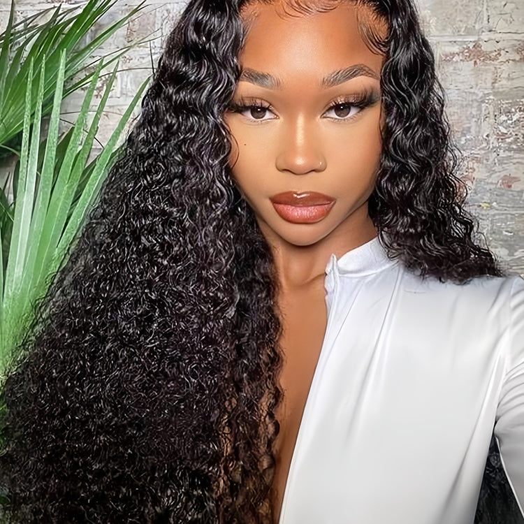 Deep curly Virgin Human hair 9x6 HD Lace Full Frontal glueless Wigs