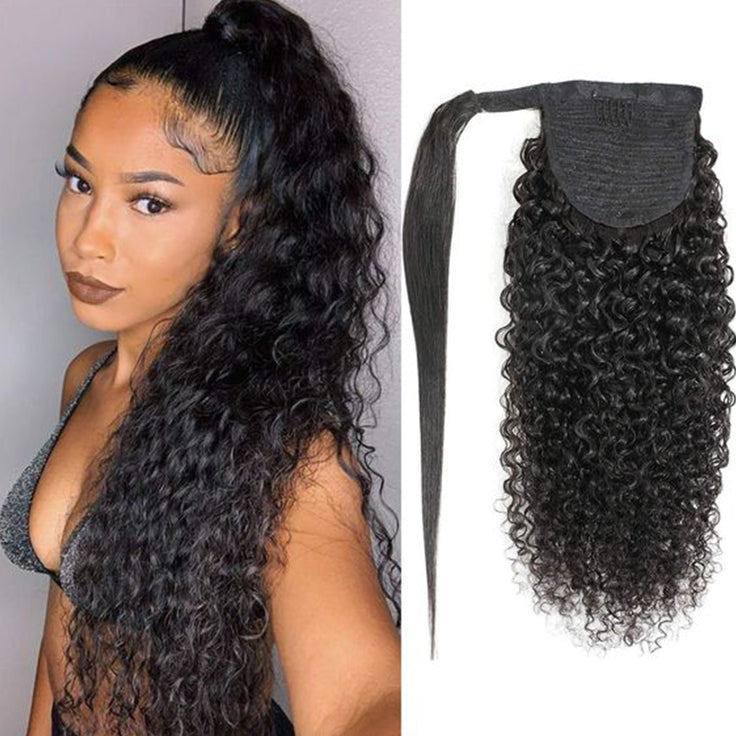 deep curly Velcro Ponytail Hair Extensions