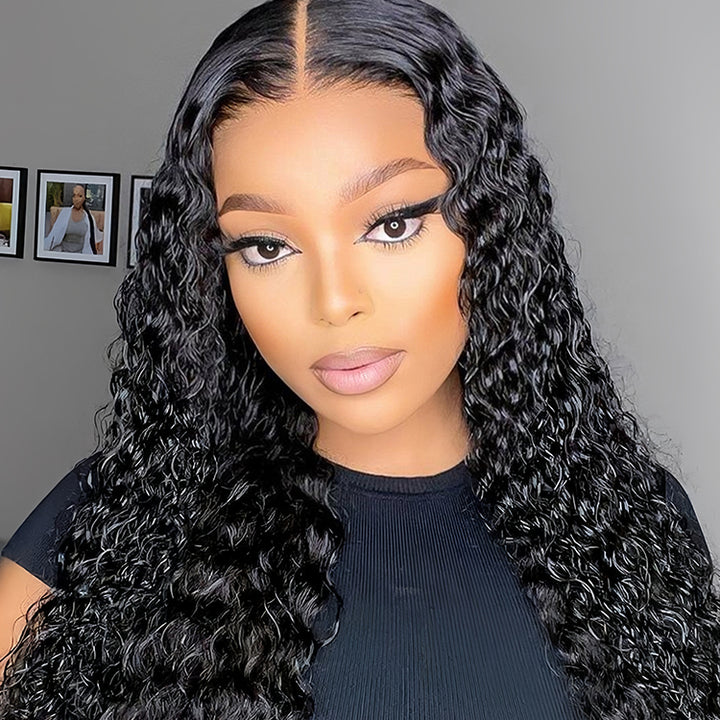 Deep wave Virgin Human hair 13x4 Transparent Lace Full Frontal Glueless Wigs - URBAN CHIC HAIR