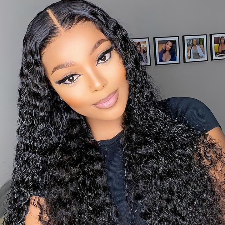 Deep wave Virgin Human hair 13x4 Transparent Lace Full Frontal Glueless Wigs - URBAN CHIC HAIR