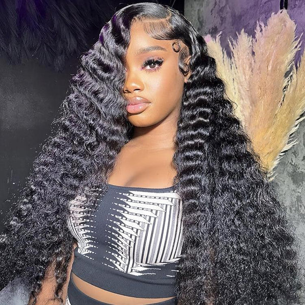 Deep wave Virgin Human hair 13x6 HD Lace Full Frontal glueless Wigs - URBAN CHIC HAIR