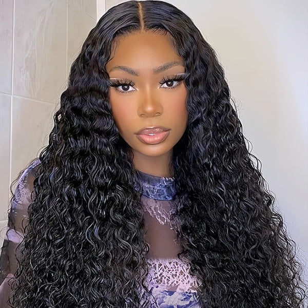 Deep wave Virgin Human hair 13x6 Transparent Lace Full Frontal Glueless Wigs - URBAN CHIC HAIR